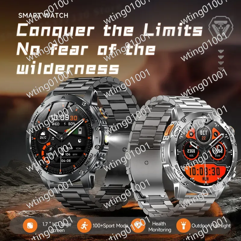 Outdoor Sport Smart Watch - Smartwatch AK87 con Torcia, Chiamate Bluetooth,
