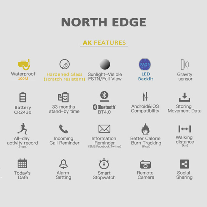 NORTH EDGE AK 100M Smartwatch  - Outdoor Sport Smart Watch recensione e prezzo